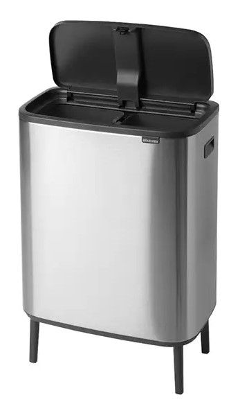 Бак для мусора Brabantia Bo Touch Bin Hi двухсекционный 2х30 л матовый стальной (130649)9) 130649 фото