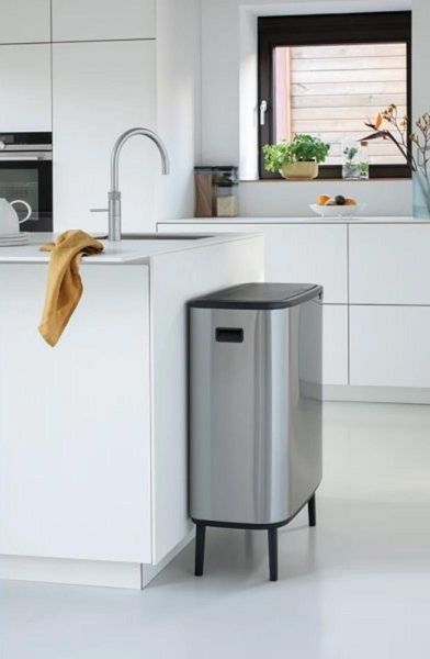 Бак для мусора Brabantia Bo Touch Bin Hi двухсекционный 2х30 л матовый стальной (130649)9) 130649 фото