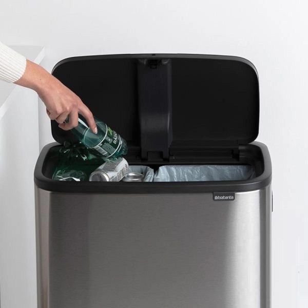 Бак для мусора Brabantia Bo Touch Bin Hi двухсекционный 2х30 л матовый стальной (130649)9) 130649 фото