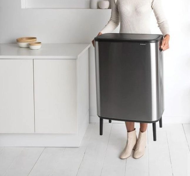 Відро для сміття Brabantia Bo Touch Bin Hi двосекційне 2х30 л матовий сталевий (130649) 130649 фото