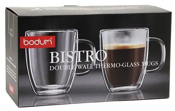 Набір чашок з подвійними стінками Bodum Bistro 450 мл 2 шт прозорий (10606-10) 10606-10 фото