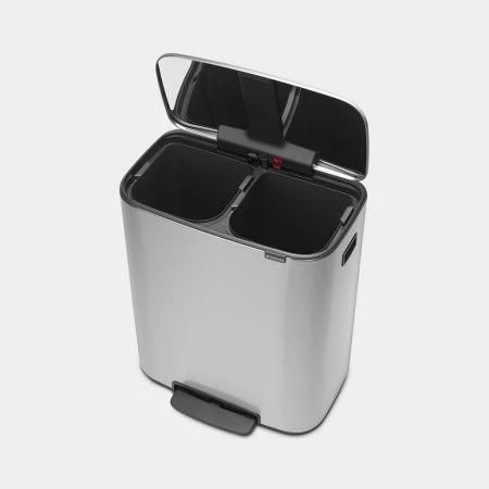 Бак для сміття з педаллю двосекційне 2х30 л Brabantia Bo Pedal Bin сріблястий матовий (211461) 211461 фото