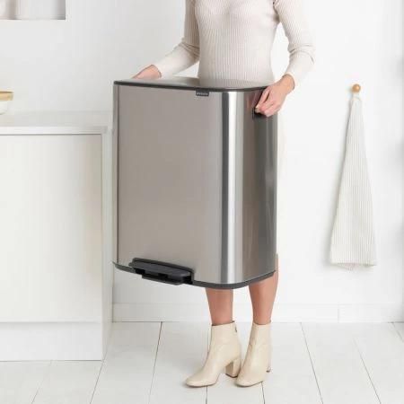 Бак для мусора с педалью двухсекционный 2х30 л Brabantia Bo Pedal Bin серебристый матовый (211461) 211461 фото