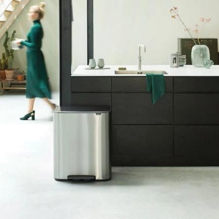 Бак для мусора с педалью двухсекционный 2х30 л Brabantia Bo Pedal Bin серебристый матовый (211461) 211461 фото