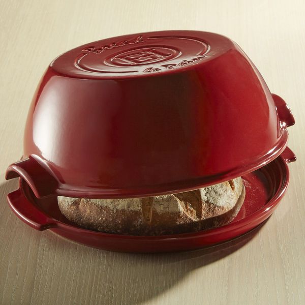 Форма для випікання хліба кругла з кришкою керамічна Emile Henry Specialized Cooking 32,5x30x14 см червоний (345507) 345507 фото