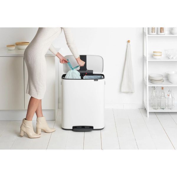 Бак для сміття двосекційний Brabantia 2х30 л білий (211447) 211447 фото