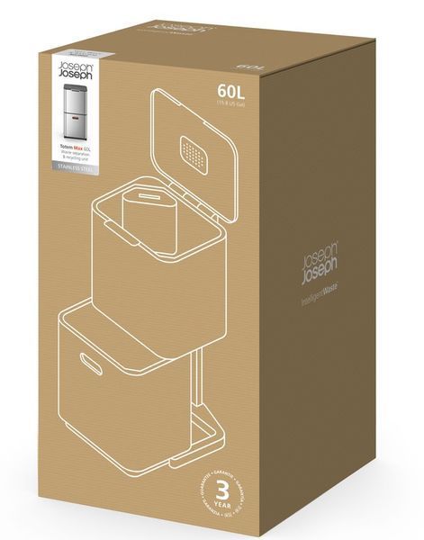 Контейнер для сміття 60 л. Joseph Joseph Totem Stainless Steel (30060) 01000844 фото
