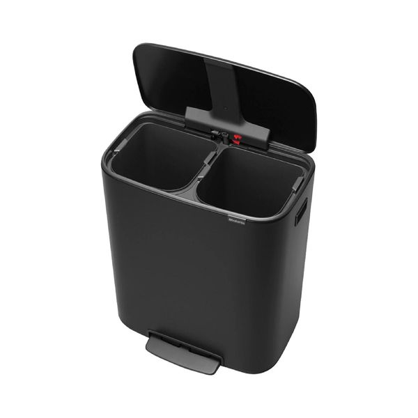 Бак для мусора с педалью двухсекционный 2х30 л Brabantia Bo Pedal Bin черный (211508) 211508 фото