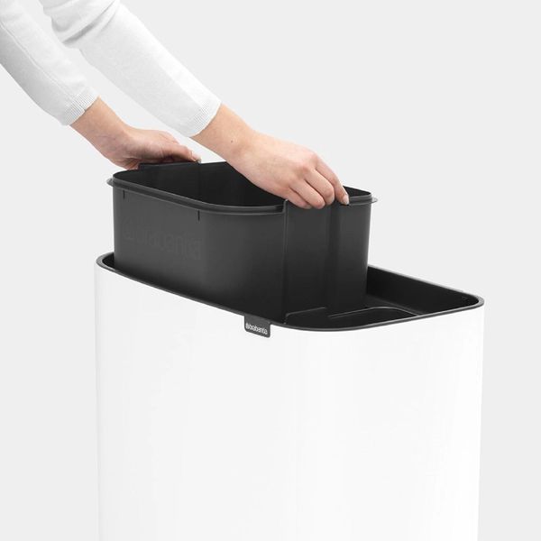 Бак для сміття з 2 відрами 11 + 23 л Brabantia Touch Bin Bo білий (313547) 313547 фото