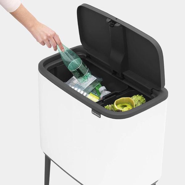 Бак для сміття з 2 відрами 11 + 23 л Brabantia Touch Bin Bo білий (313547) 313547 фото