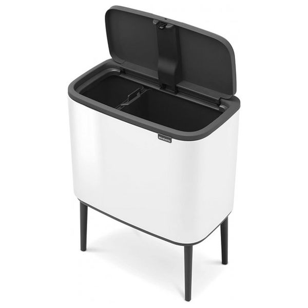 Бак для сміття з 2 відрами 11 + 23 л Brabantia Touch Bin Bo білий (313547) 313547 фото