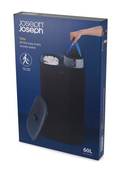 Корзина для белья узкая, раздельная 60 л. Joseph Joseph Tota Black 50002 50002 фото