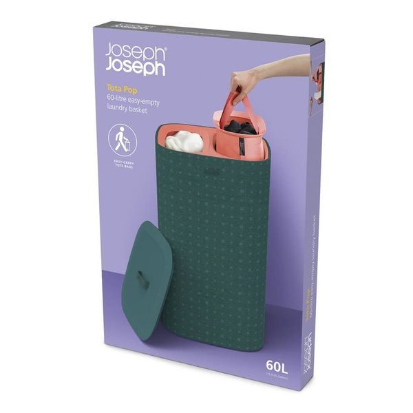 Кошик для білизни вузький, роздільний 60 л. Joseph Joseph Tota Green 50022 50022 фото